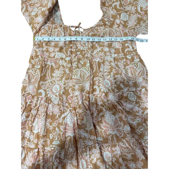 Roller Rabbit Printed Dress Long Sleeve Smocked Boho Cotton Silk Blend Womens L - Picture 5 of 8